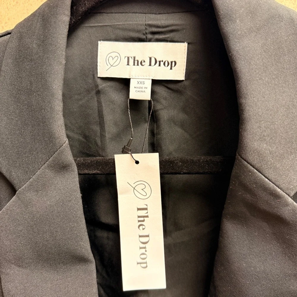 The Drop XXS Womens Career Power Blazer Black Single Button Professional‎ Jacket